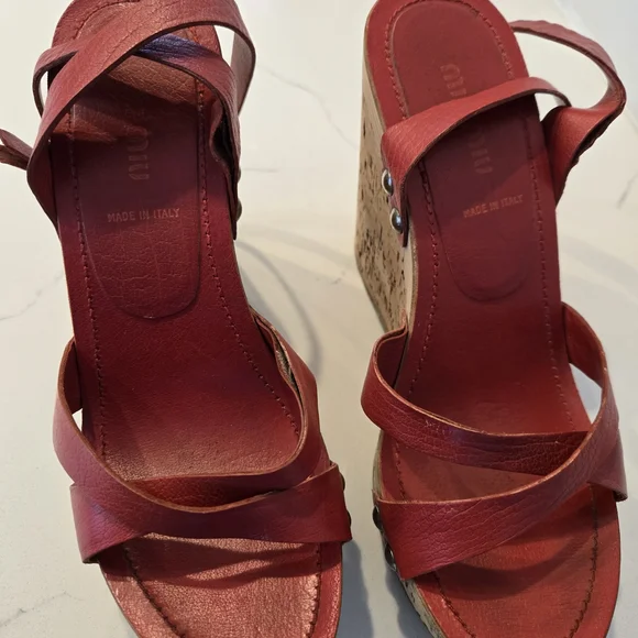 Red Wedge Sandals - Picture 2 of 3